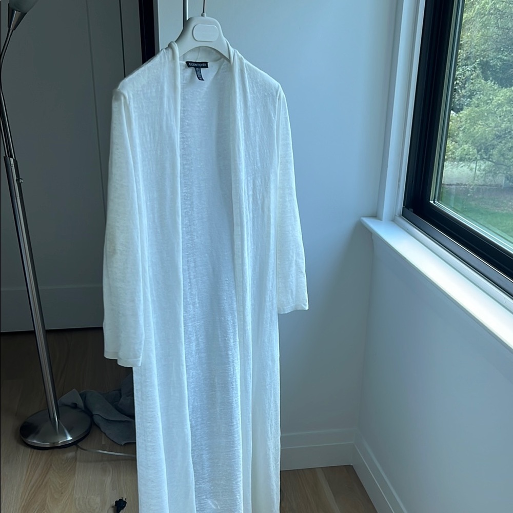 Eileen Fisher Ivory Linen Cardigan